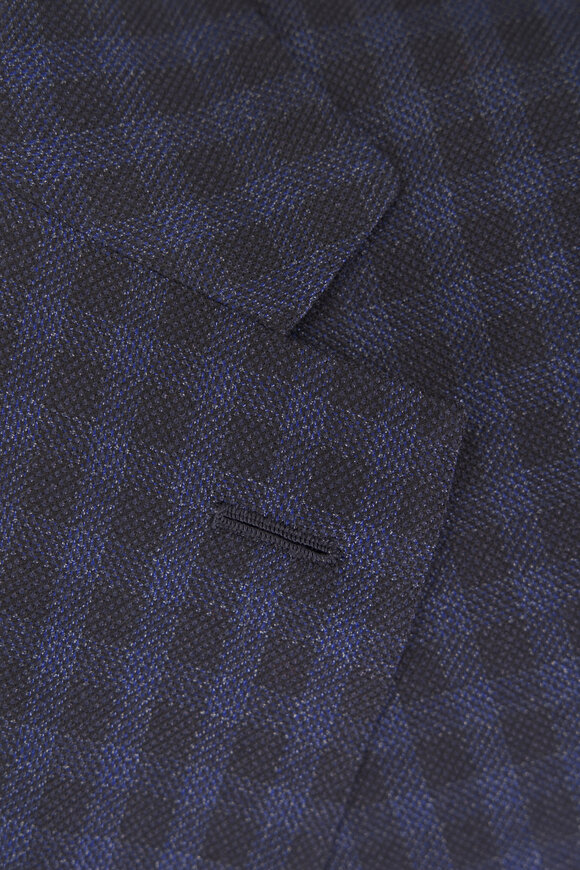 Brioni Ravello Navy Blue Check Wool & Silk Sportcoat - view 5