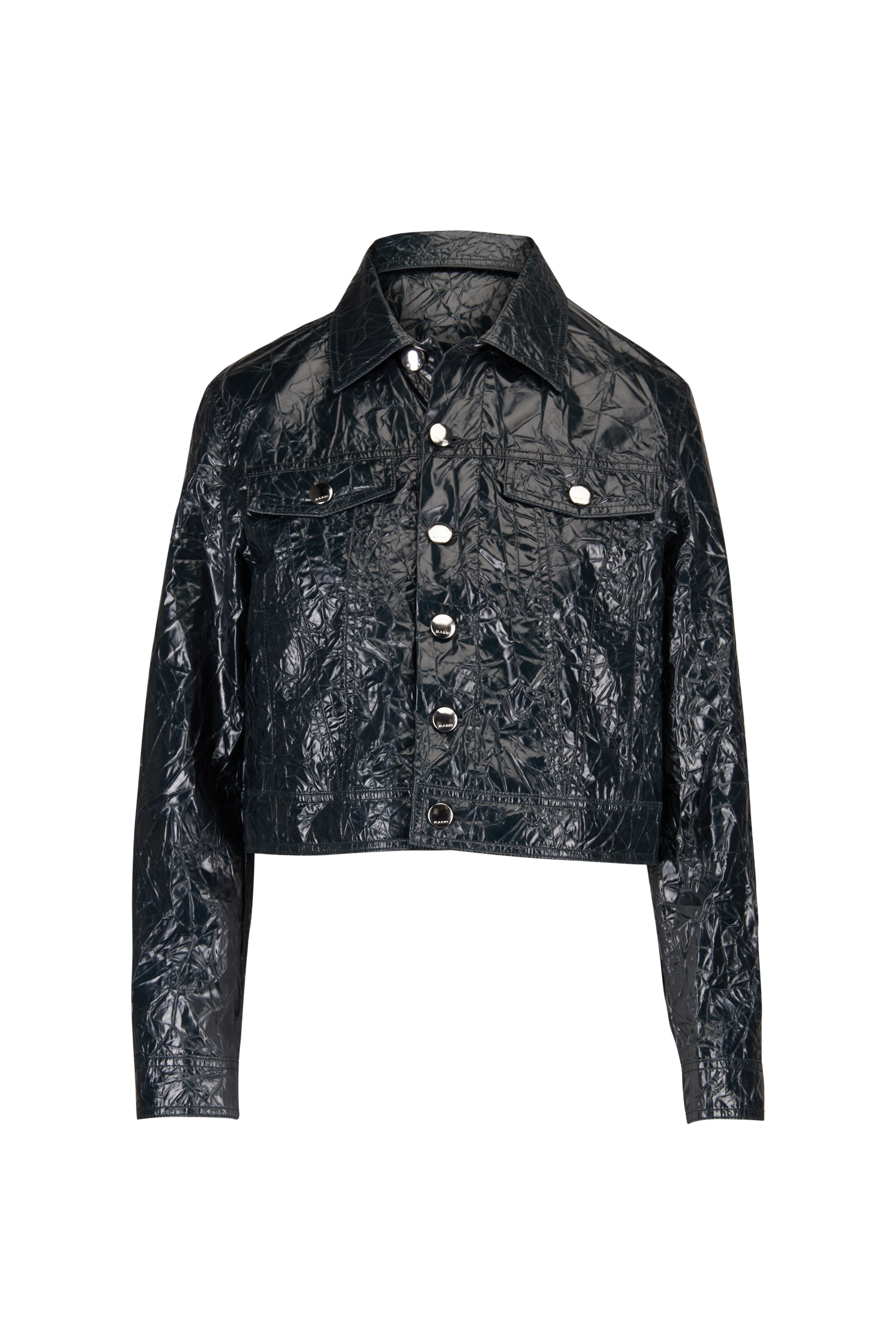 Marni - Dark Petrol Crinkled Taffeta Jacket - view 1