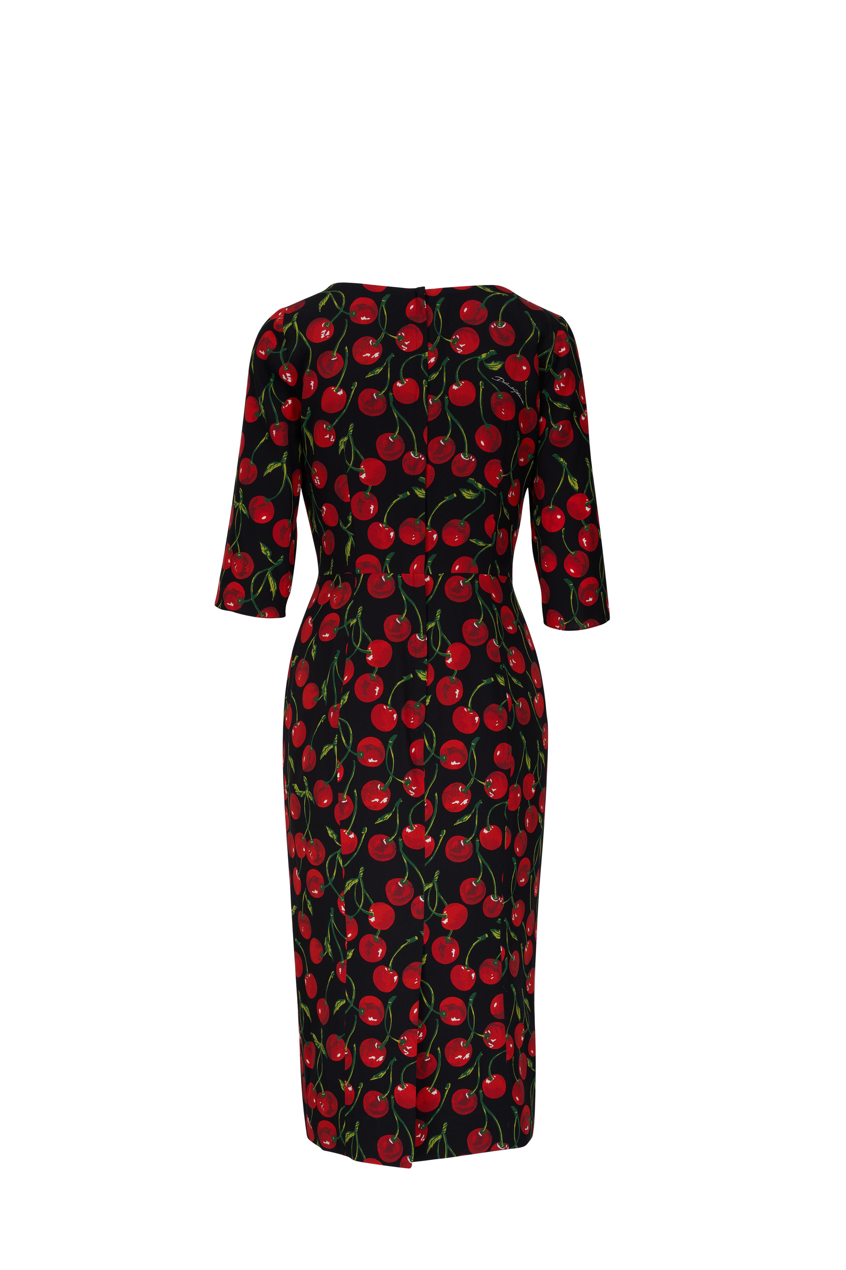 Dolce & Gabbana - Charmeuse Cherries Print Silk Midi Dress