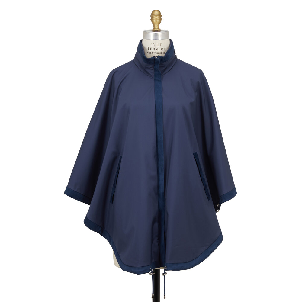 コート Giovi Wool and cashmere cape Blue Giovi Wool And Cashmere Cape In Blue - 80% Off | Editorialist