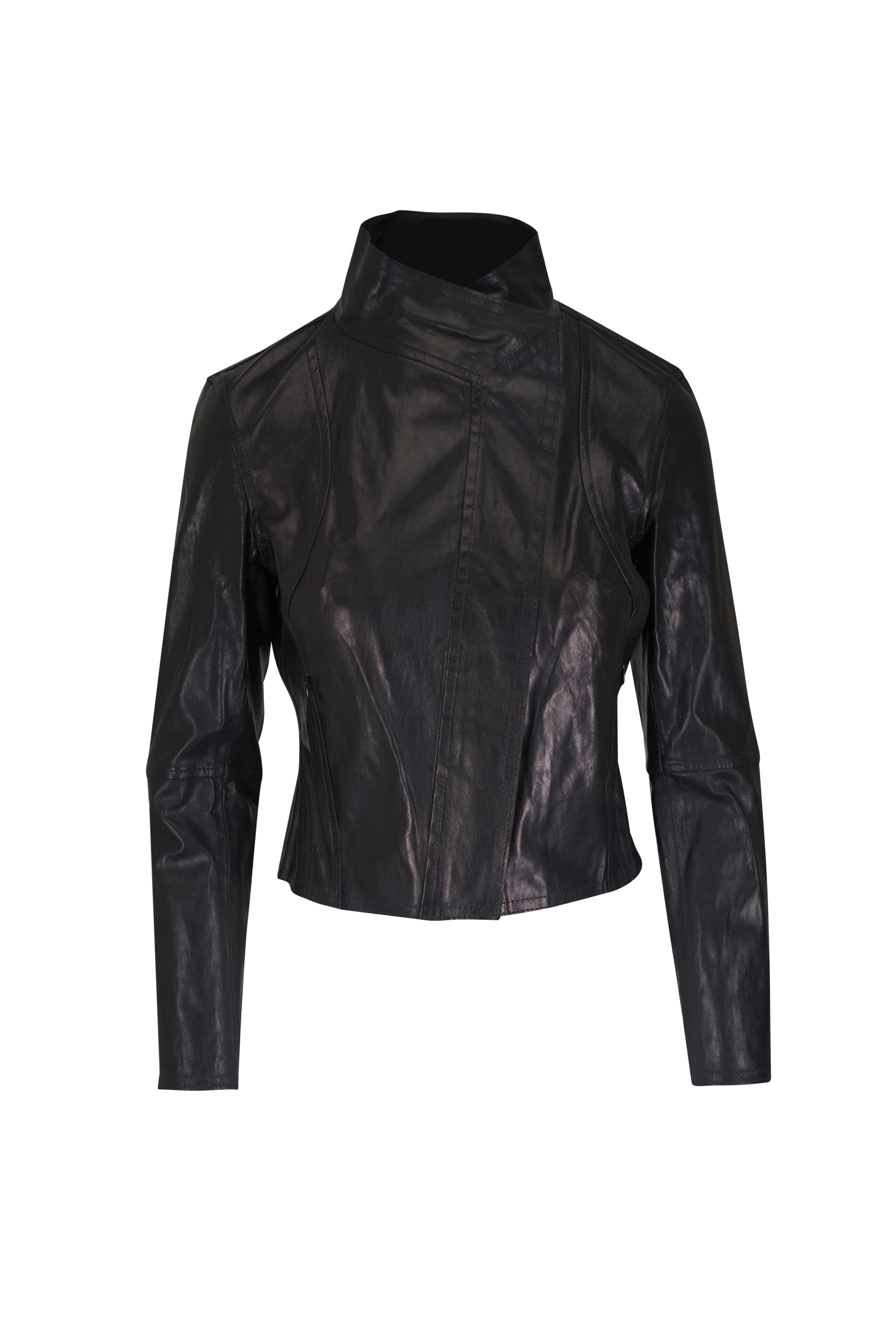 KZ_K Studio - Continuata Nero Drape Leather Jacket