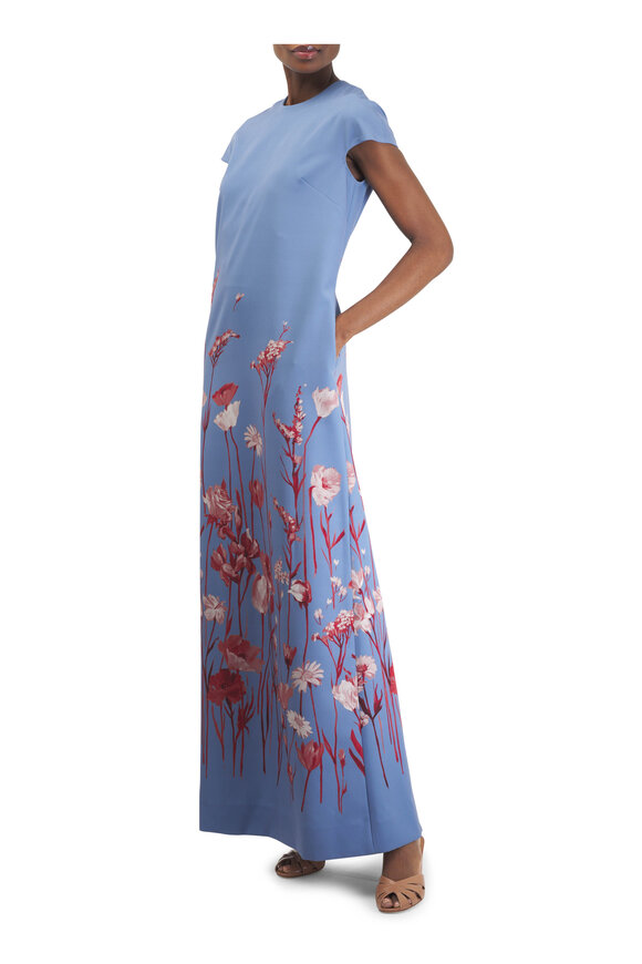 Lela Rose Cornflower Multicolor Floral Crepe Augusta Gown - view 2