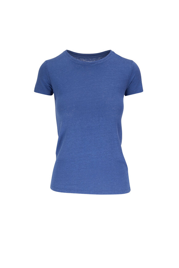 Majestic - Blue Stretch Linen T-Shirt
