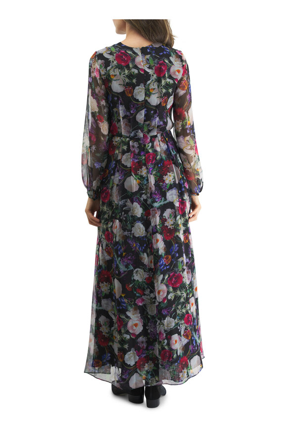 Adam Lippes - Paravicini Black Floral Print Silk Maxi Dress