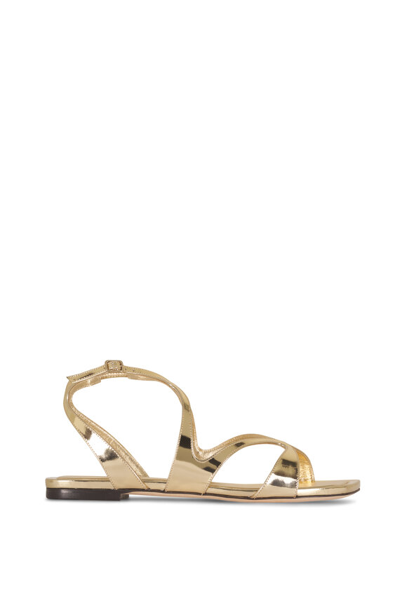 Jimmy Choo Ayla Gold Leather Flat Sandal - view 3