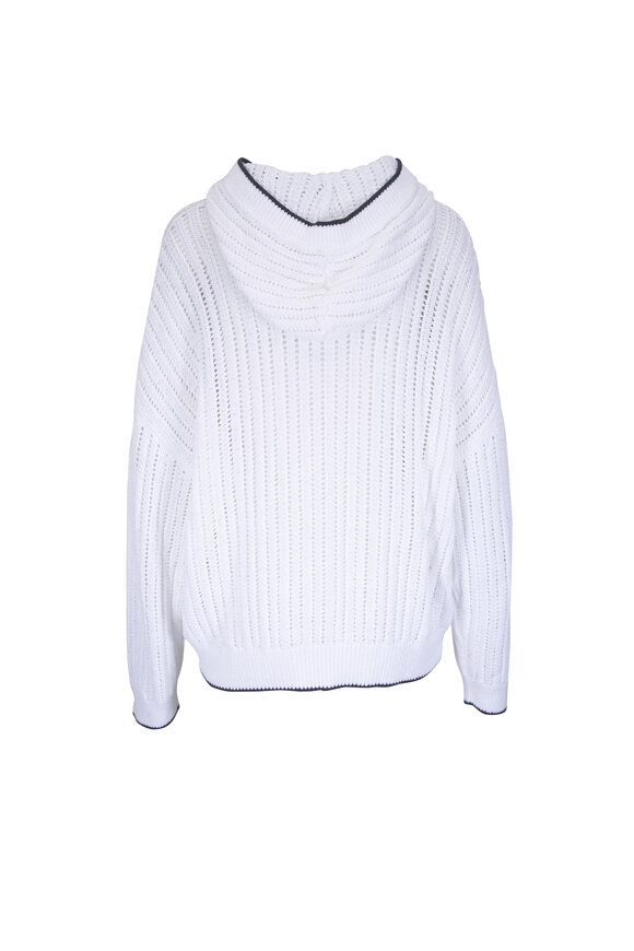 Brunello Cucinelli - White Fine Open Knit Cotton Hoodie