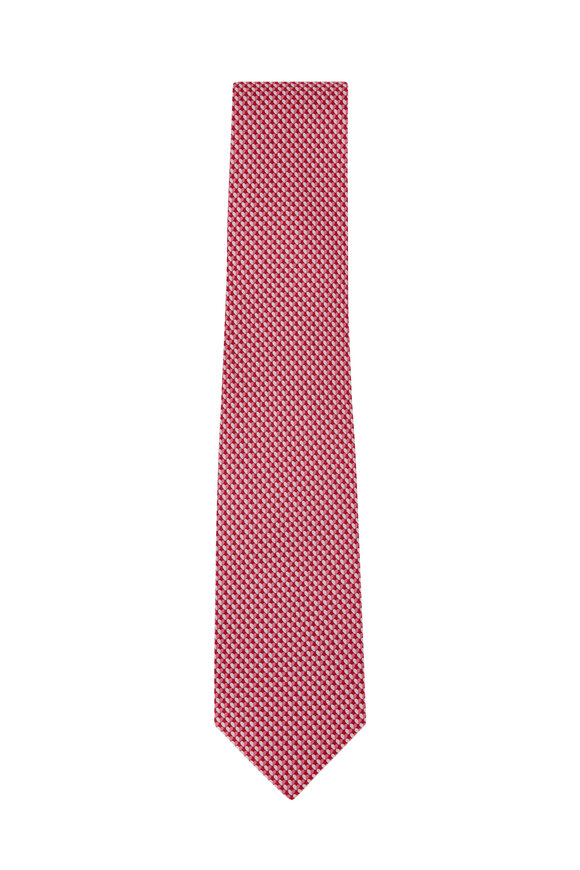 Ferragamo - Pink Heart Pattern Silk Necktie
