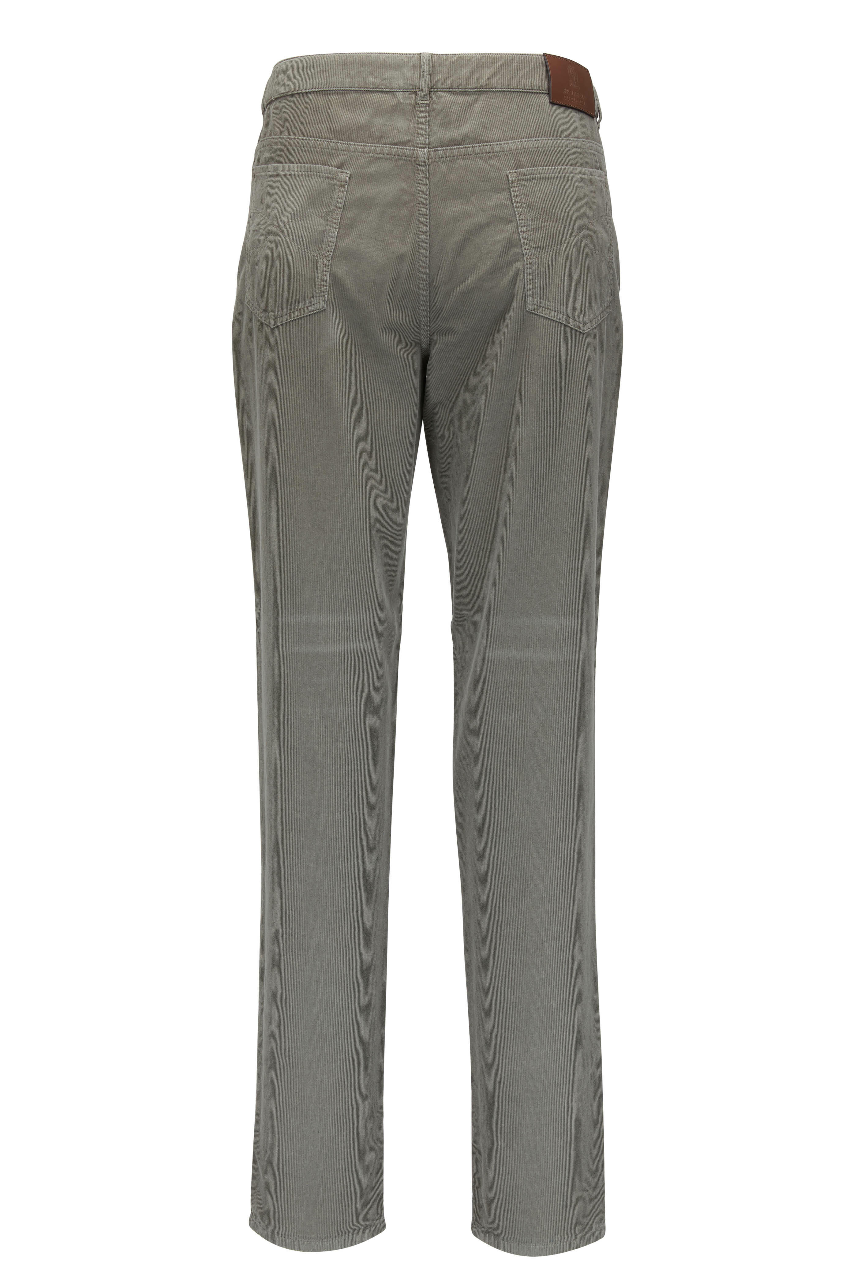 Brunello Cucinelli - Olive Corduroy Five Pocket Italian Fit Pant