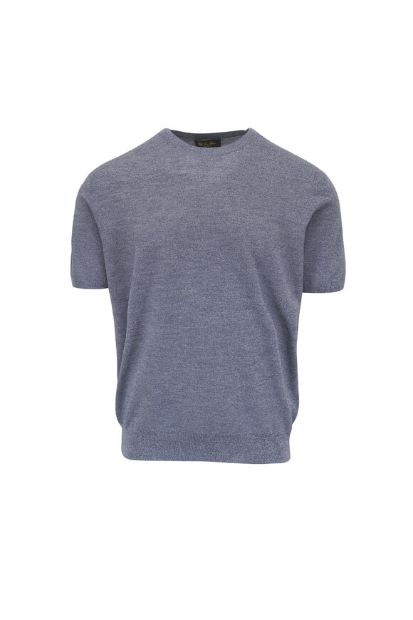 Loro Piana Tartana Bamboo Stalk Wool Knit  T-Shirt