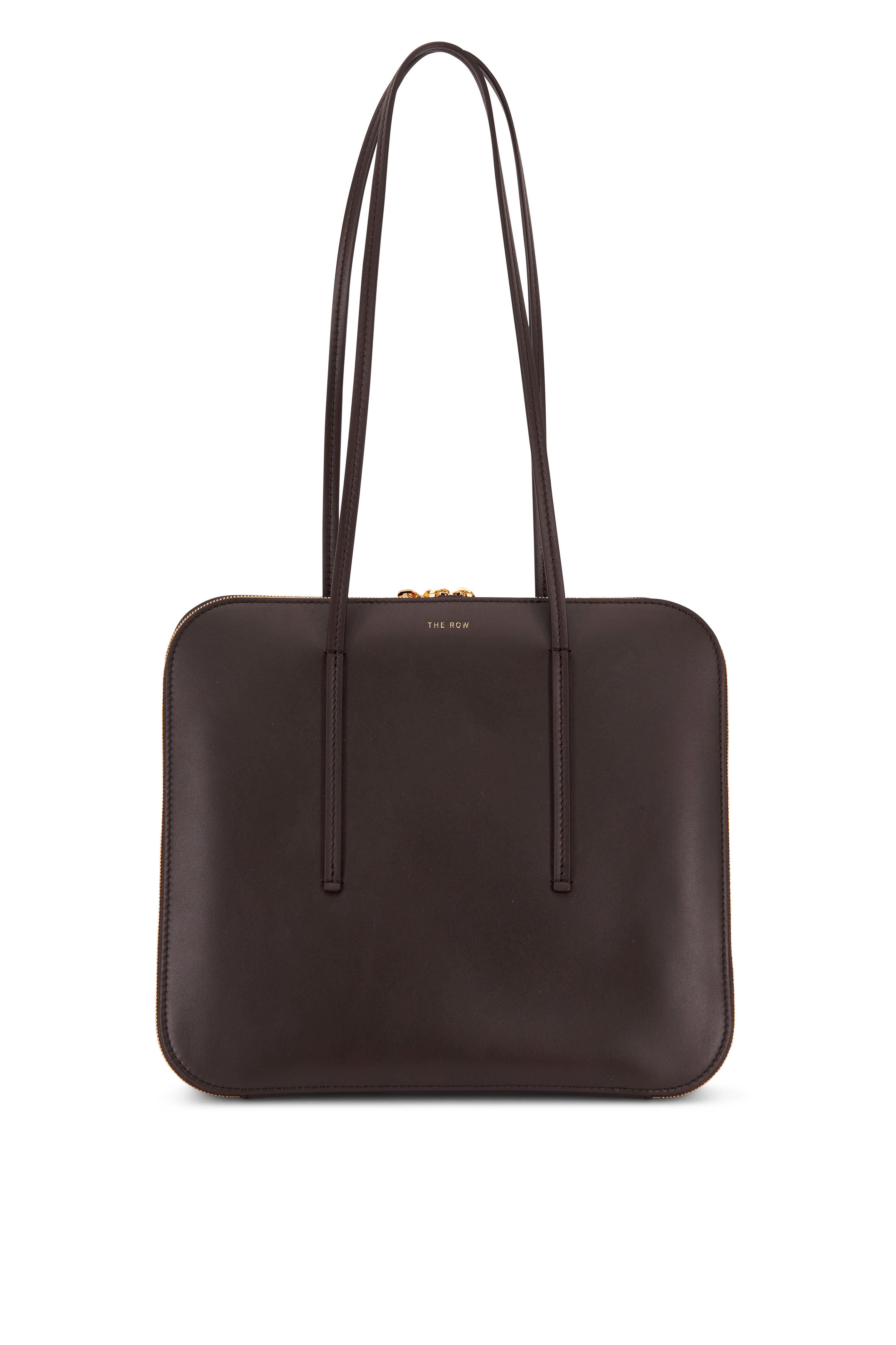 The Row TR3 Dark Chocolate Leather Shoulder Bag