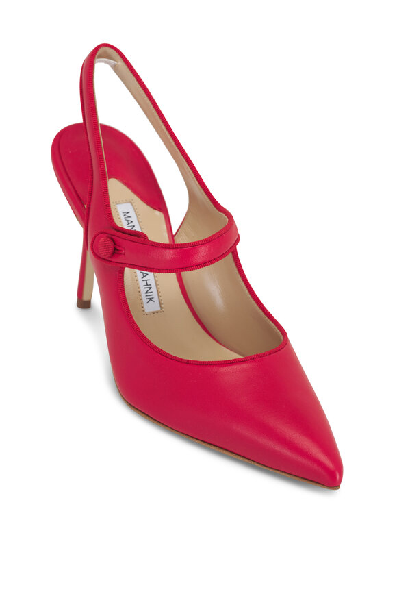 Manolo Blahnik Camparisli Red Leather Slingback; 90mm