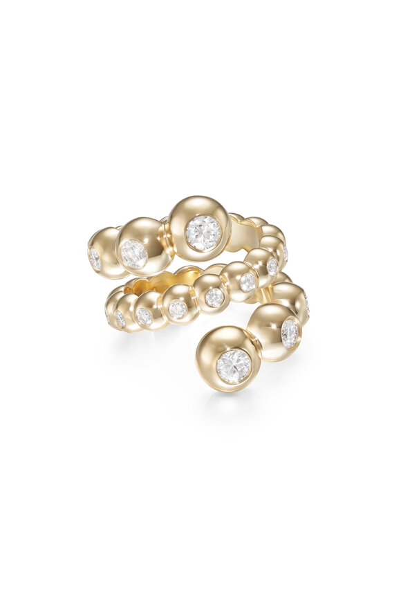 Melissa Kaye Audrey Yellow Gold & Diamond Coil Ring