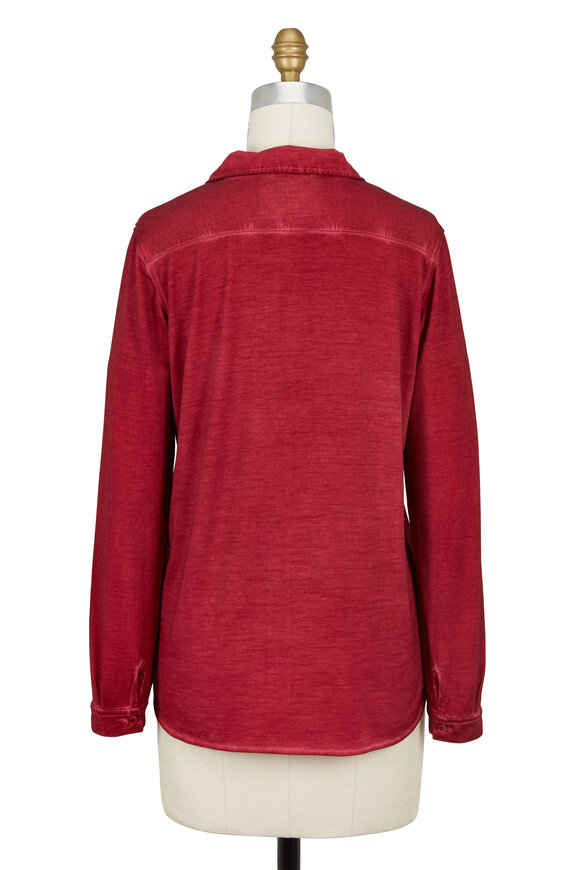 Majestic - Hand-Dyed Red Silk Long Sleeve Button Shirt