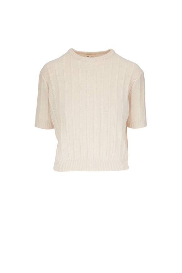 Khaite - Esmerelda Magnolia Short Sleeve Cashmere Sweater