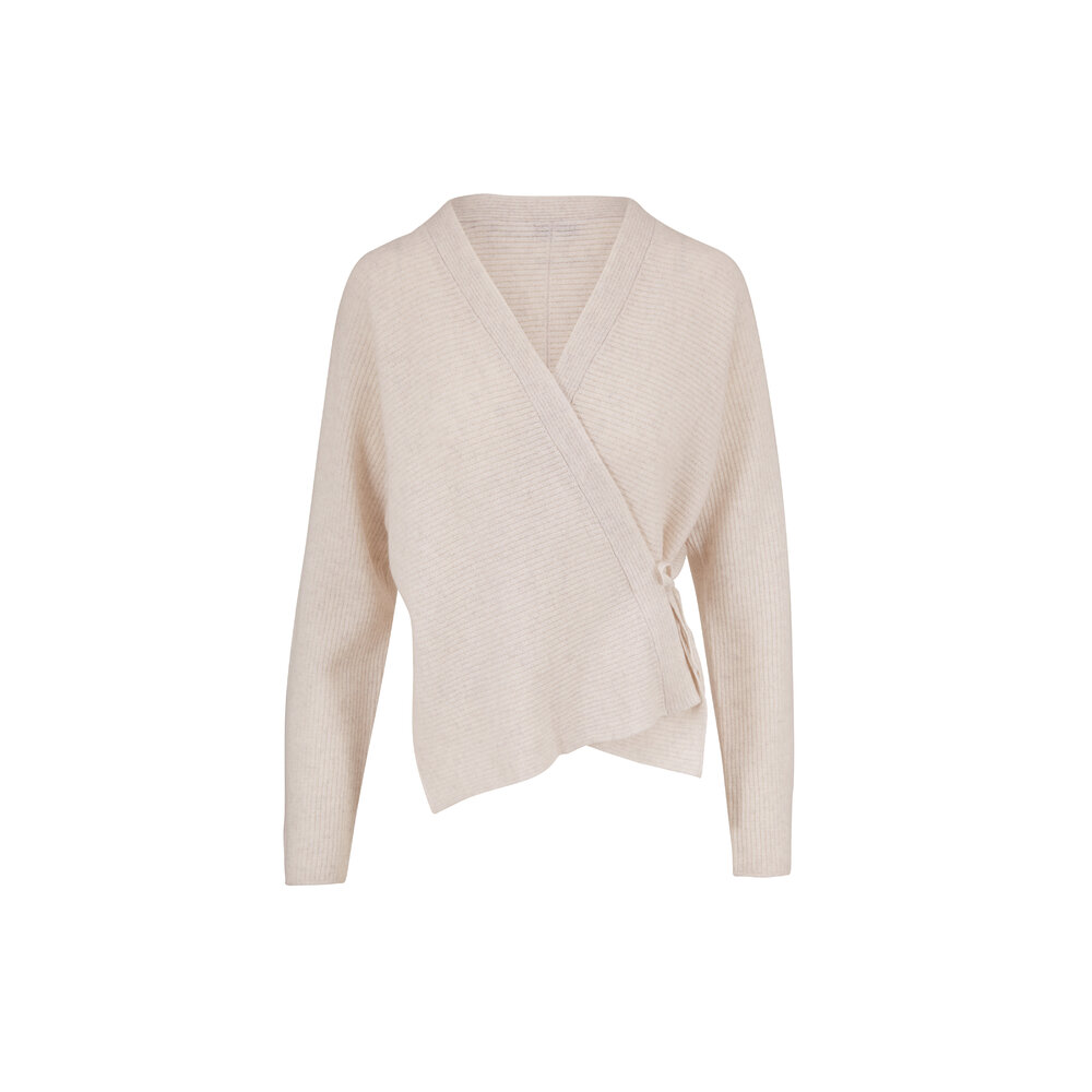 Vince - Heather White Wool & Cashmere Wrap Cardigan