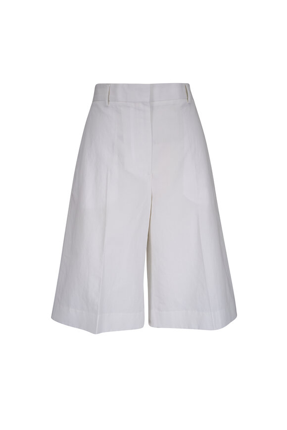 Valentino - White Cotton Gold V Logo Shorts | Mitchell Stores