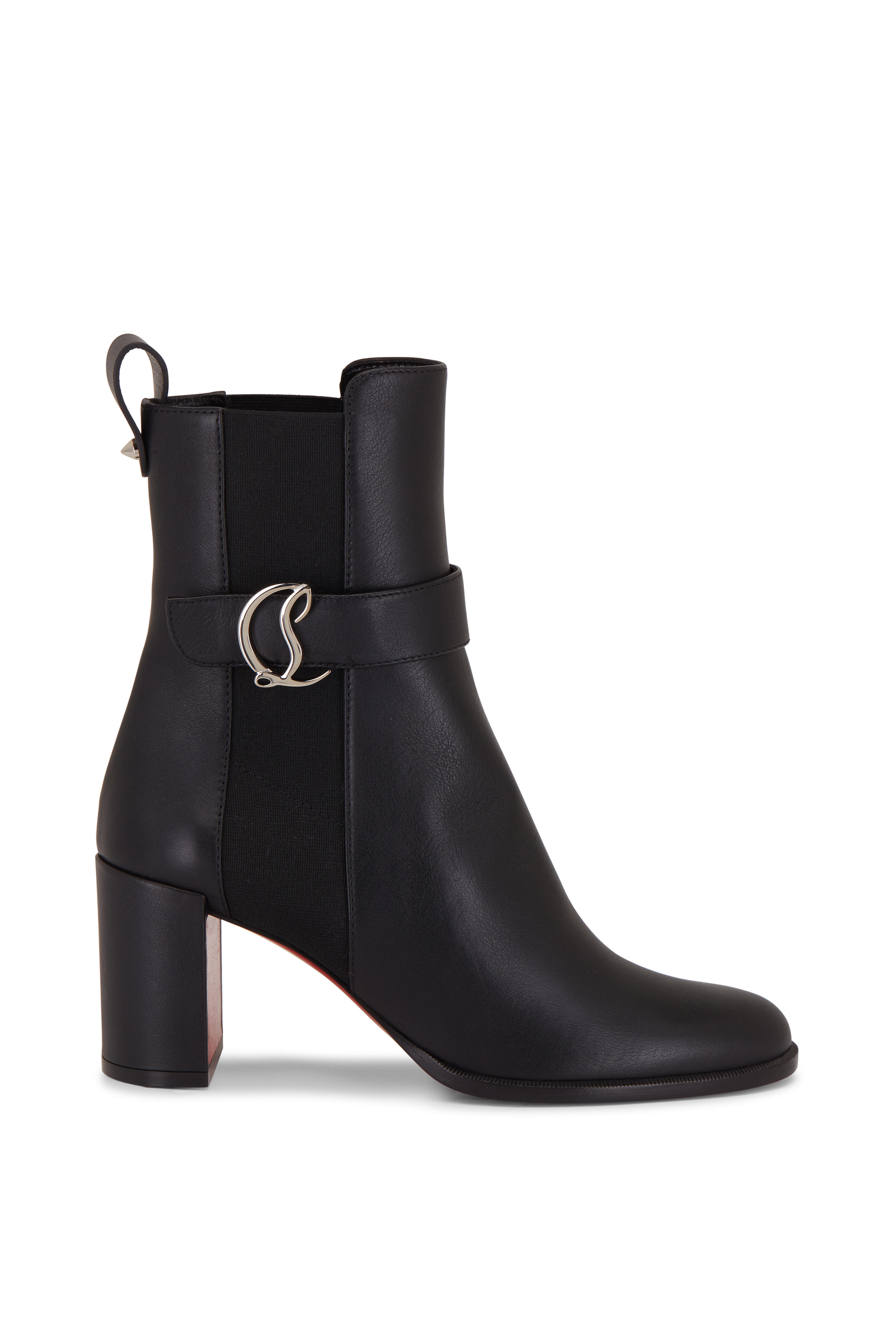 Christian Louboutin - Black Leather CL Chelsea Bootie, 70mm
