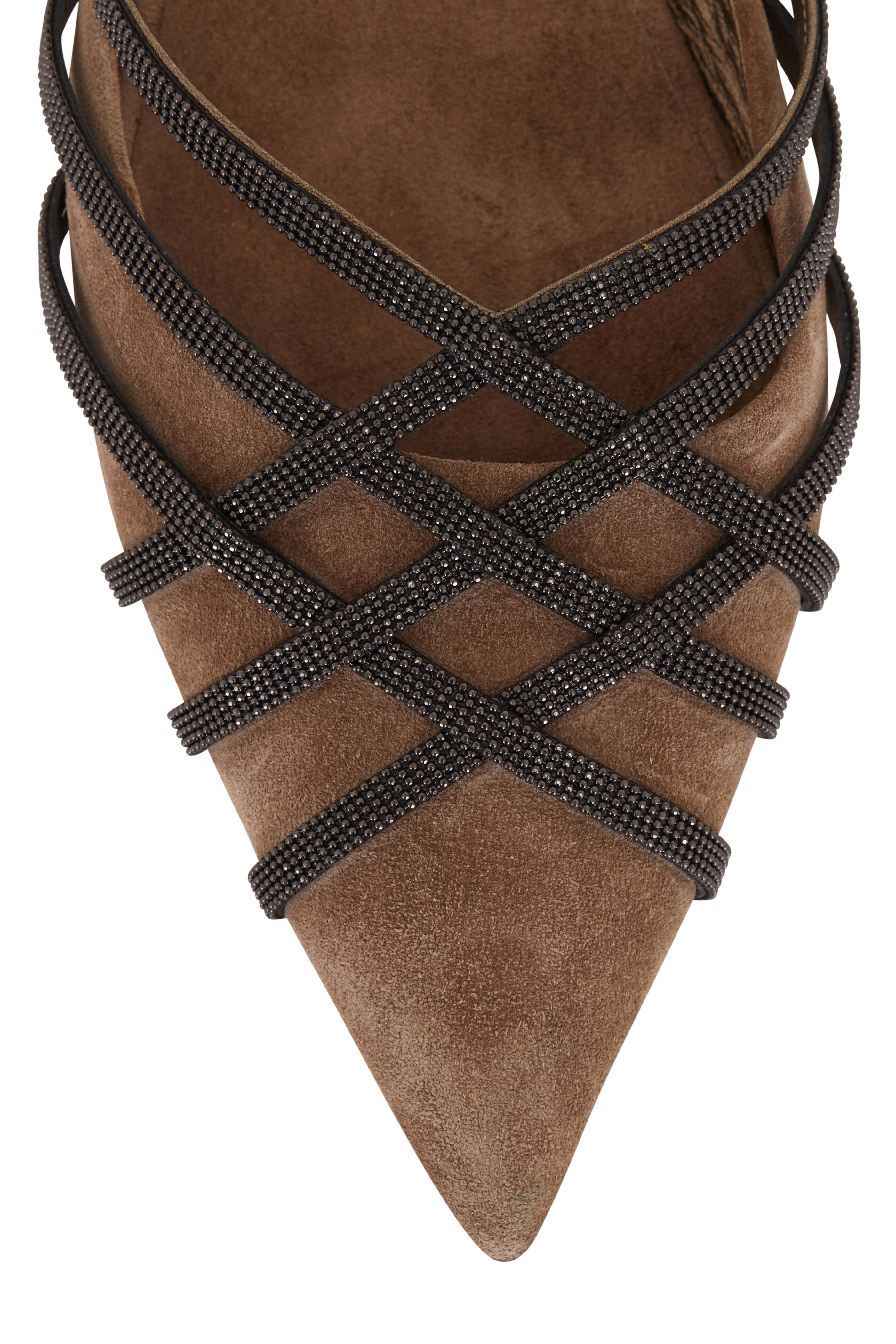 Brunello Cucinelli - Precious Net Brown Suede Flat Mule