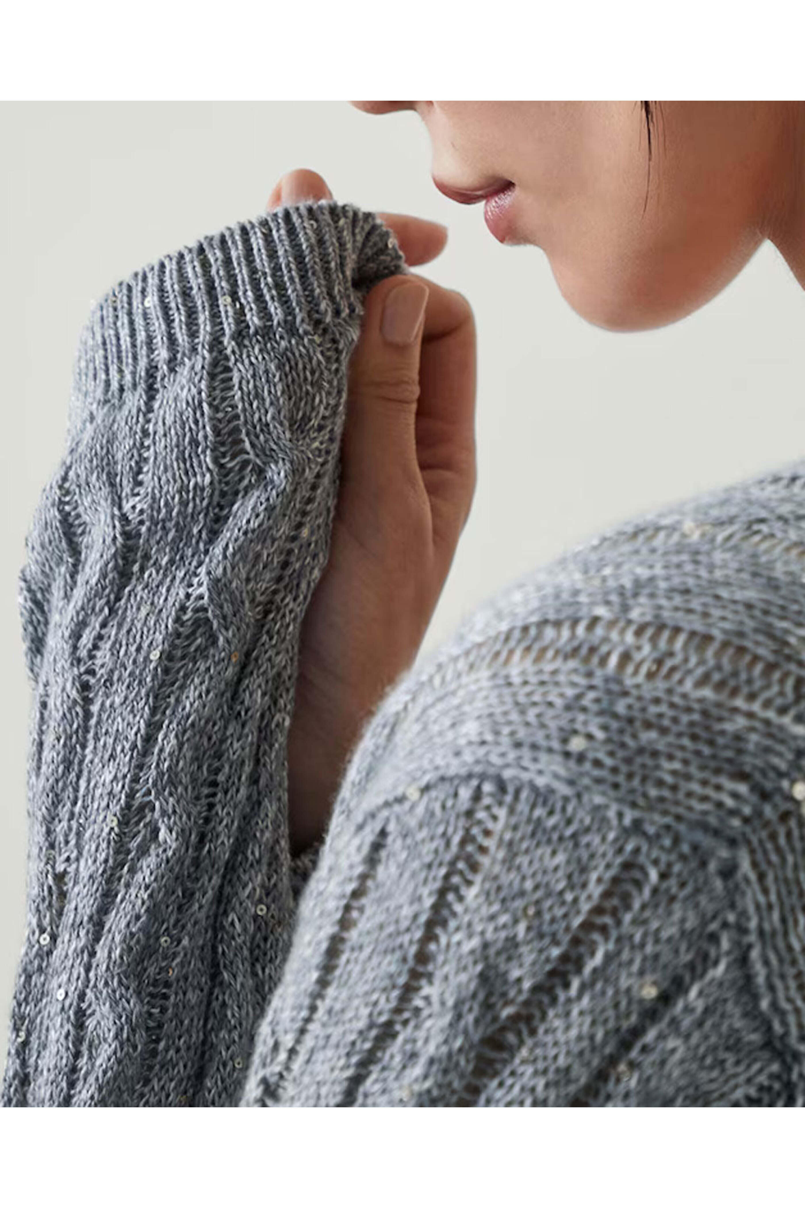 Brunello Cucinelli - Light Blue Embellished Cable Knit Button Cardigan