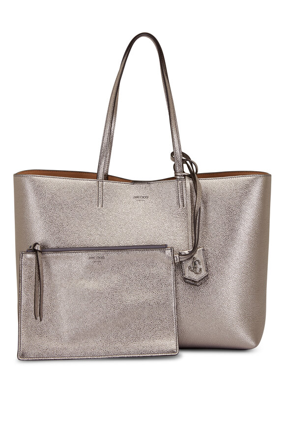 Jimmy Choo - Nine2Five Metallic Gray Leather Tote