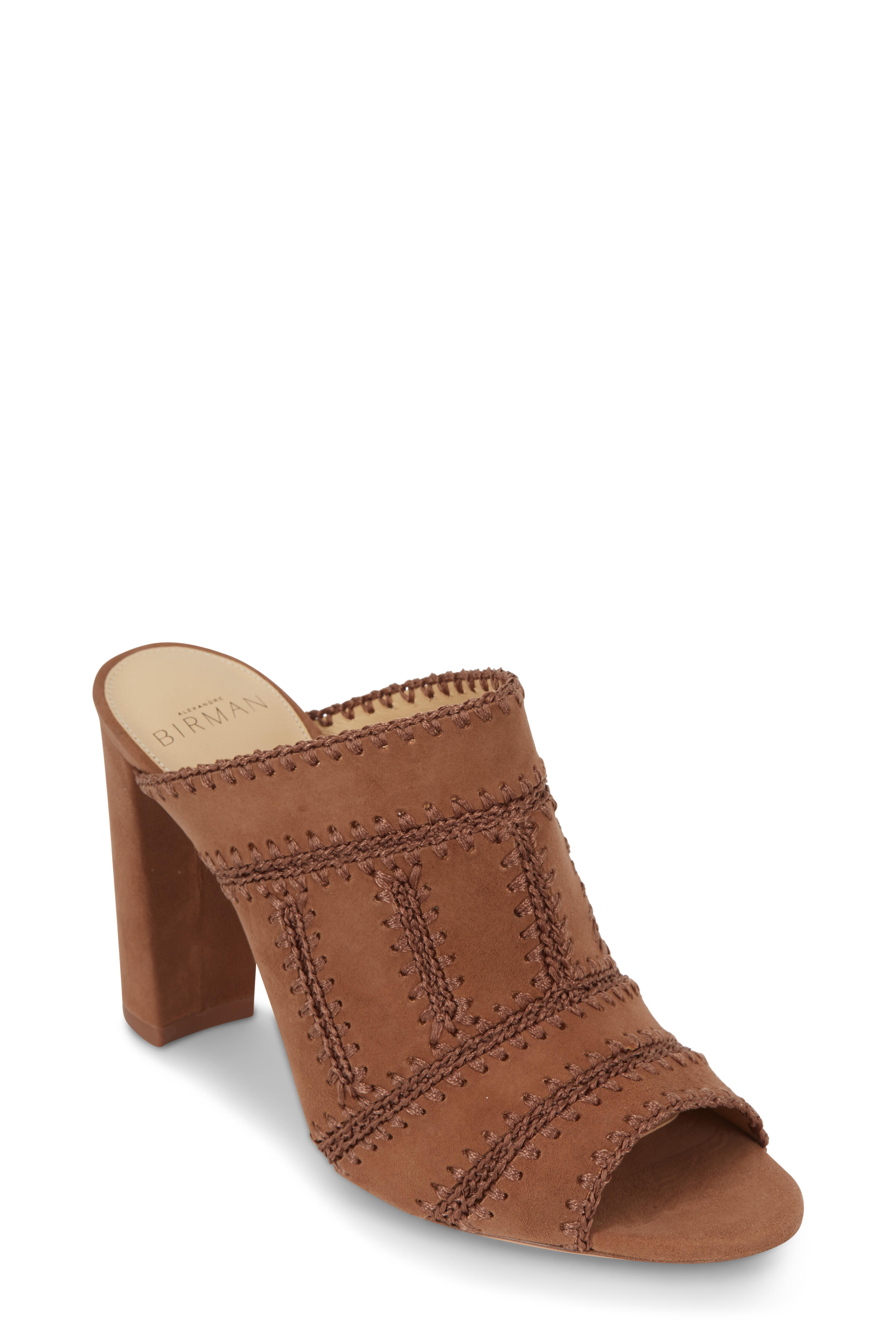 Alexandre Birman - Astrid Light Beige Suede Crochet Mule, 90mm