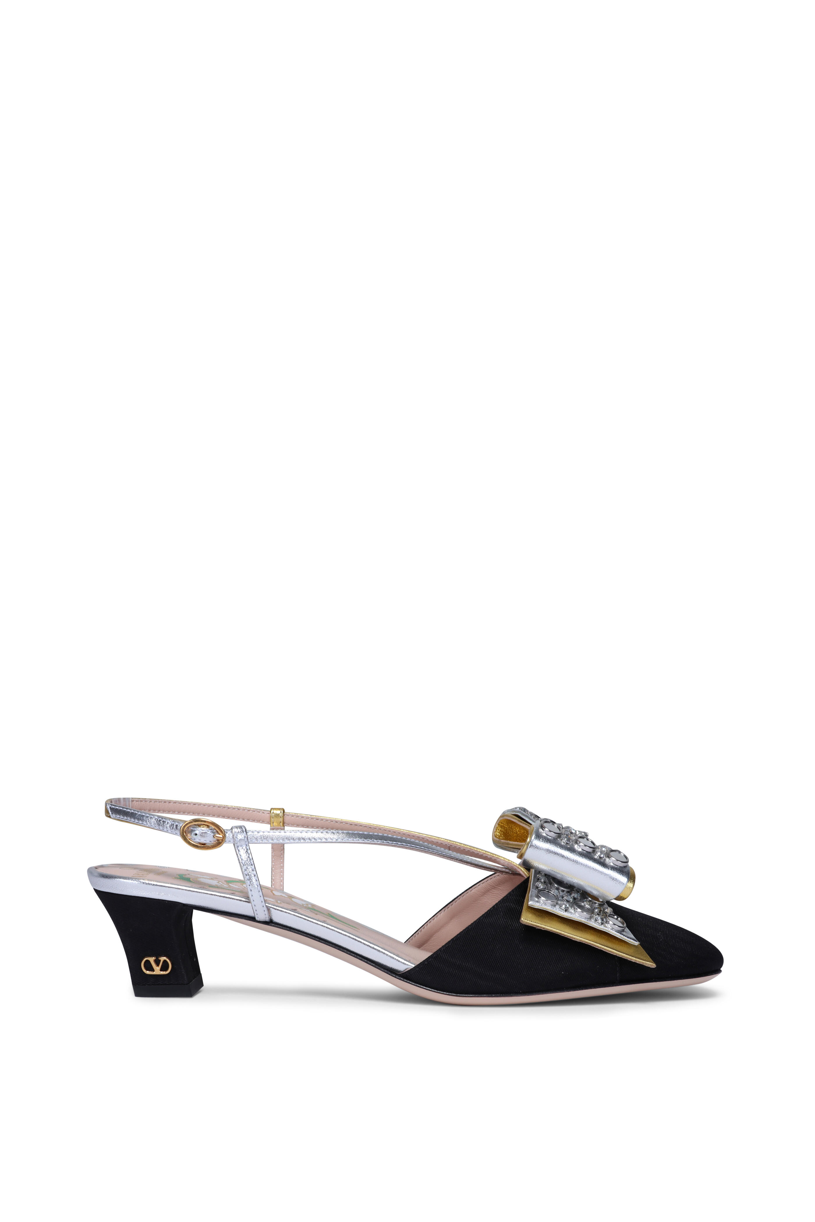 パンプス VALENTINO GARAVANI SLINGBACK BOWOW PUMPS BLACK WITH BOW Valentino Garavani Bowow 45MM Slingback Pumps in Moire