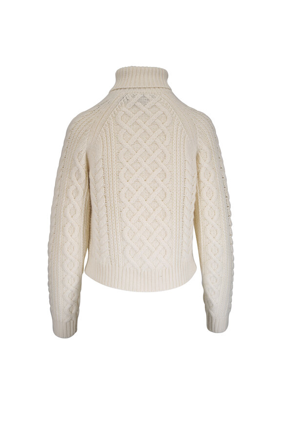 Nili Lotan Ezren Ivory Cable Knit Sweater - view 2