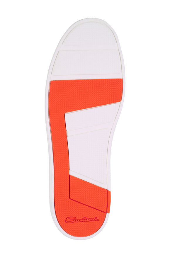 Santoni Victory White Leather Mid Top Slip On Sneaker - view 4