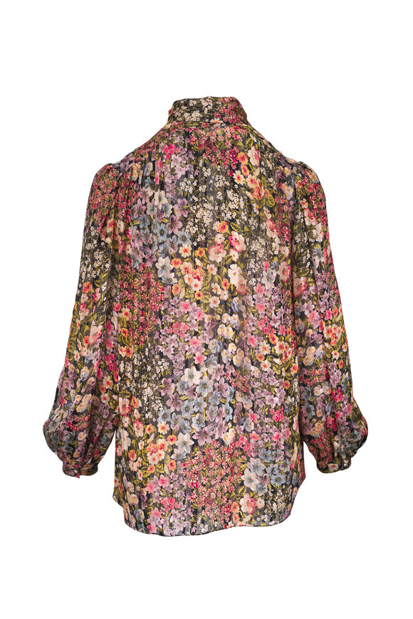 Valentino Multicolor Floral Print Silk Blouse - view 3