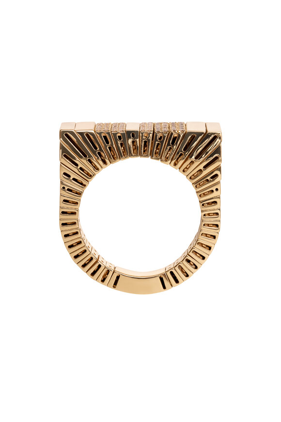Peruffo 18k Yellow Gold Blocks Square Diamond Ring - view 2