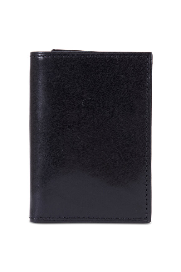 Bosca Black Leather Double Tri-Fold Wallet