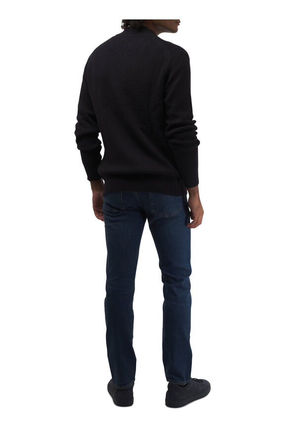 Patrick Assaraf - Navy Long Sleeve Pima Cotton Henley