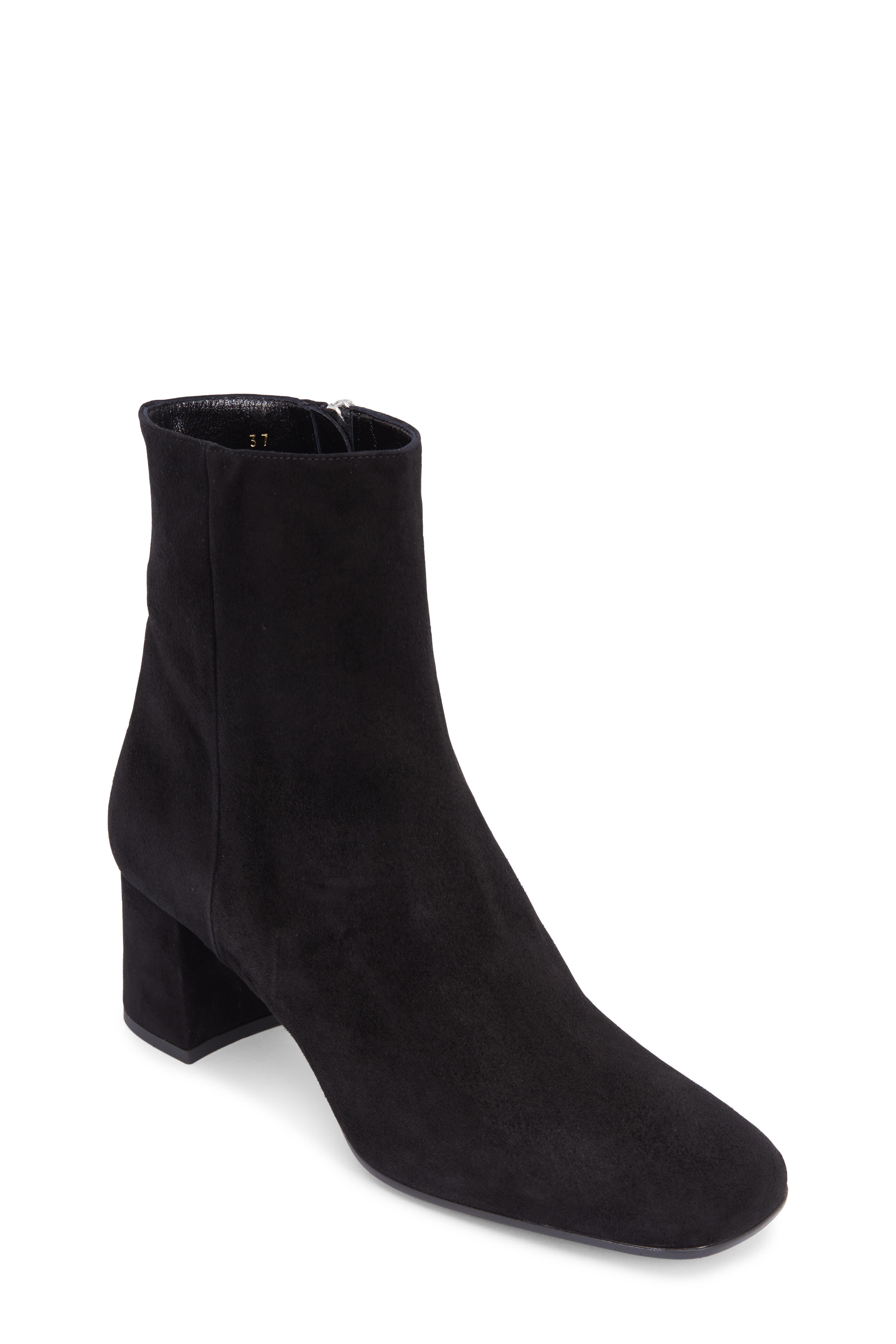 Prada - Black Suede Square Toe Ankle Boot, 55mm