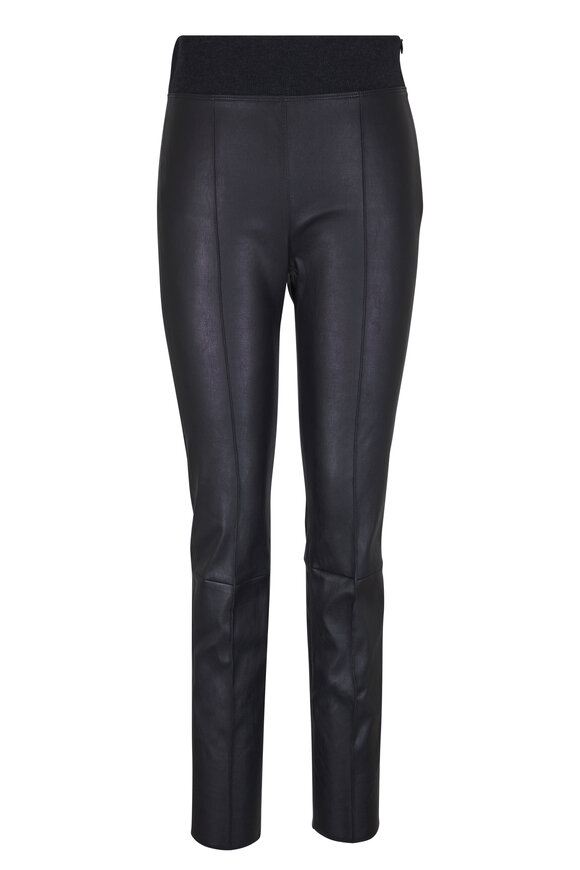 Brunello Cucinelli Black Stretch Leather Leggings