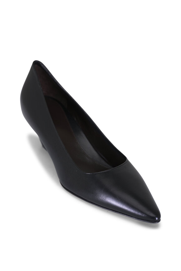 The Row Liisa Black Leather Wedge Pump, 25mm - view 1