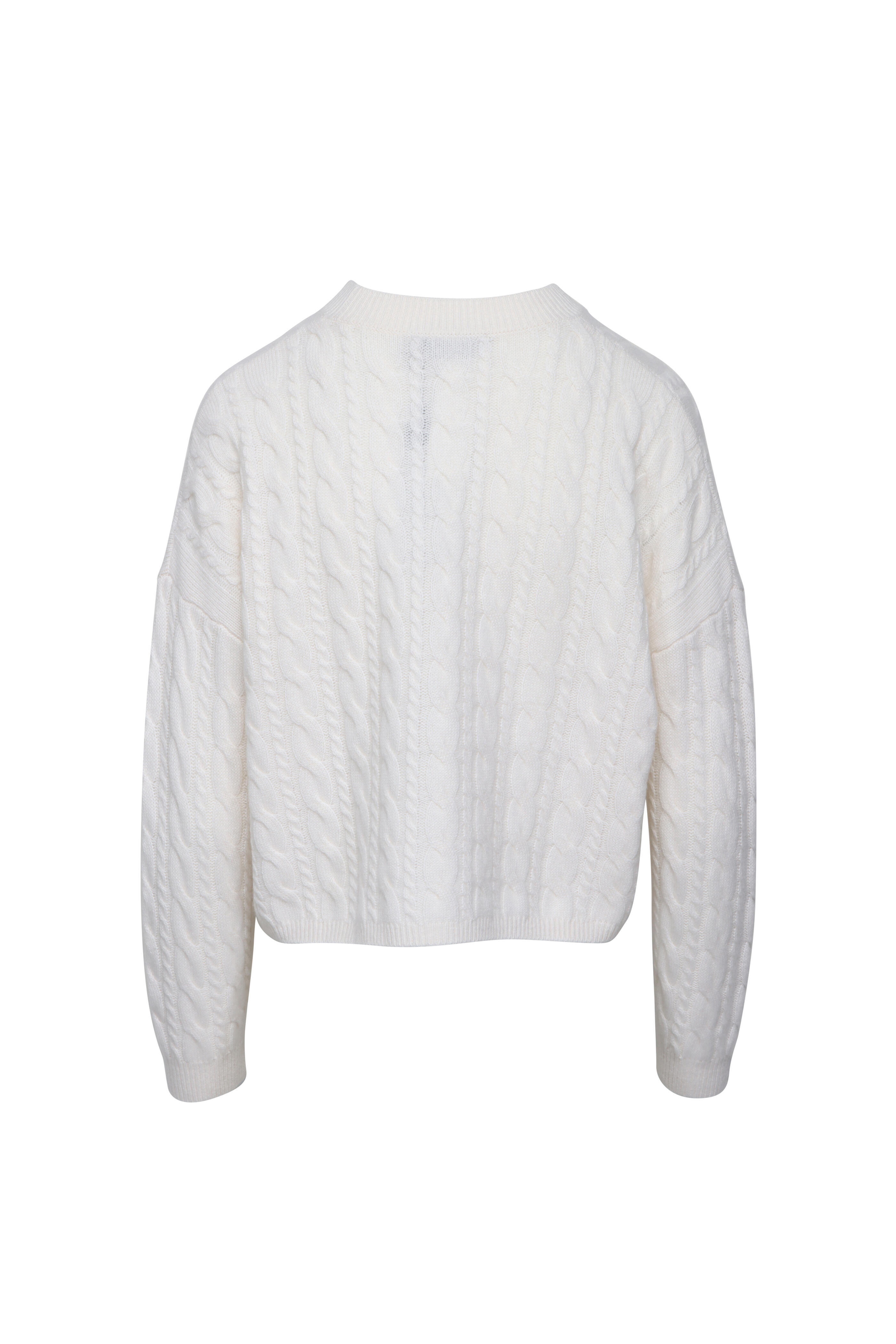 Alice & Olivia - Cecilie Ecru Crop Cableknit Pullover