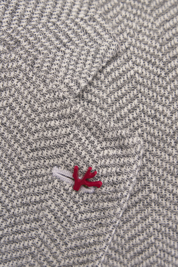 Isaia - Gray & White Herringbone Knit Sport Coat 