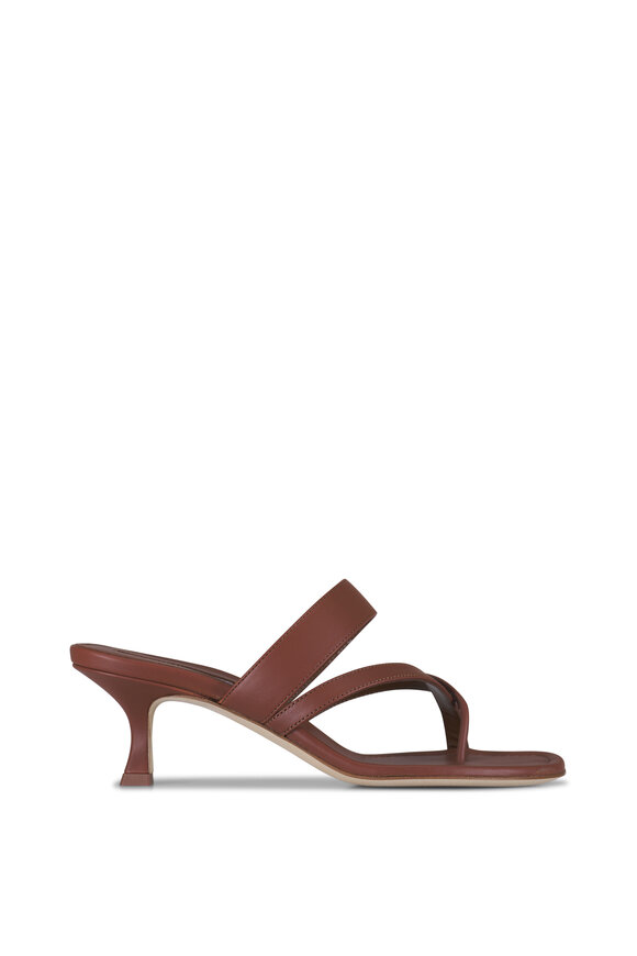 Manolo Blahnik Susa Brown Leather Sandal, 50mm - view 3
