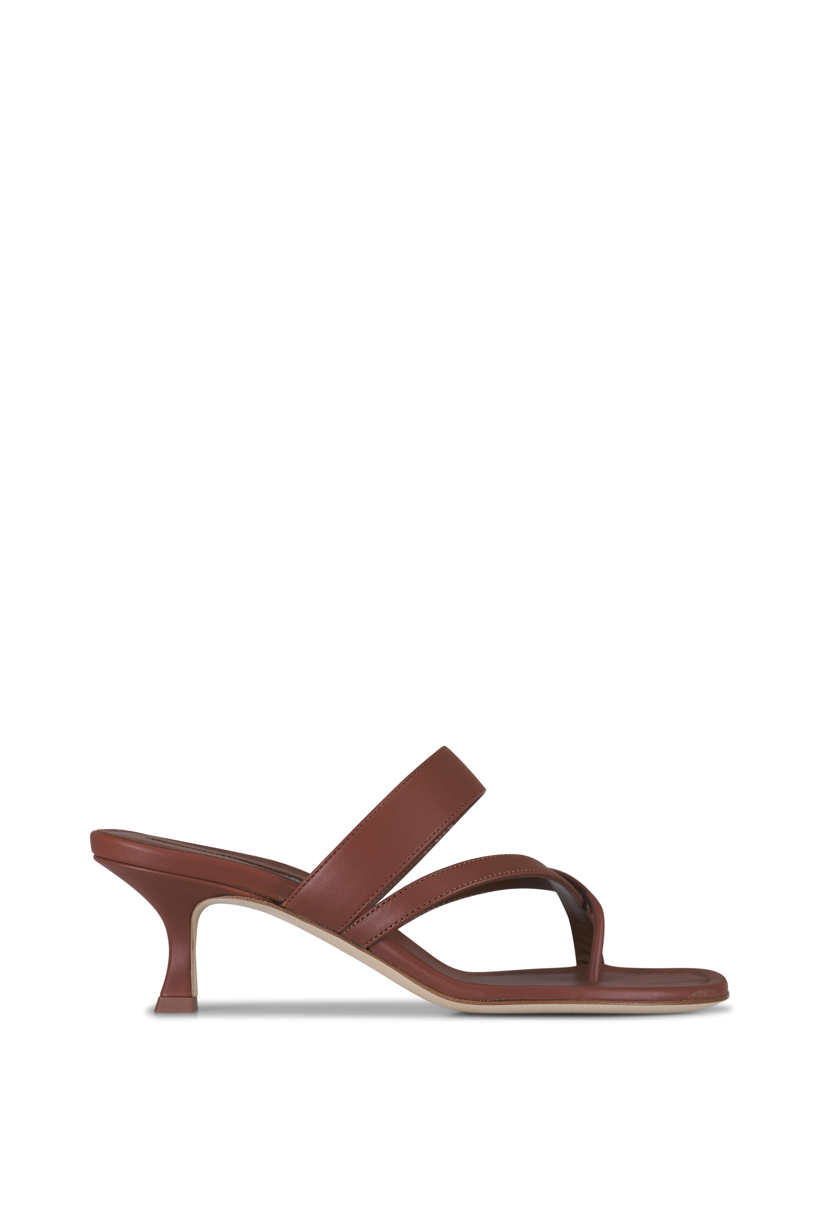 Manolo Blahnik - Susa Brown Leather Sandal, 50mm