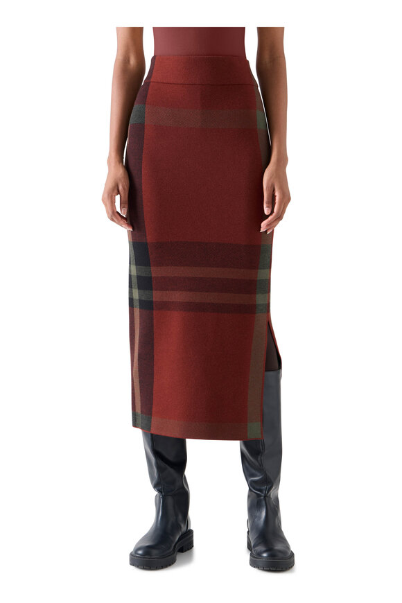 Akris Punto Black & Copper Merino Wool Knit Tube Skirt - view 2