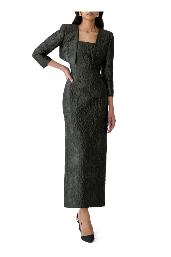 Carolina Herrera Floral Cloque Lurex Jacquard Bolero Jacket - view 4