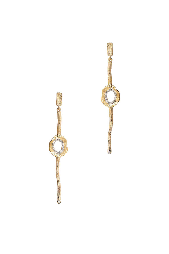 Coomi - 20K Yellow Gold Diamond Flower Stick Earrings