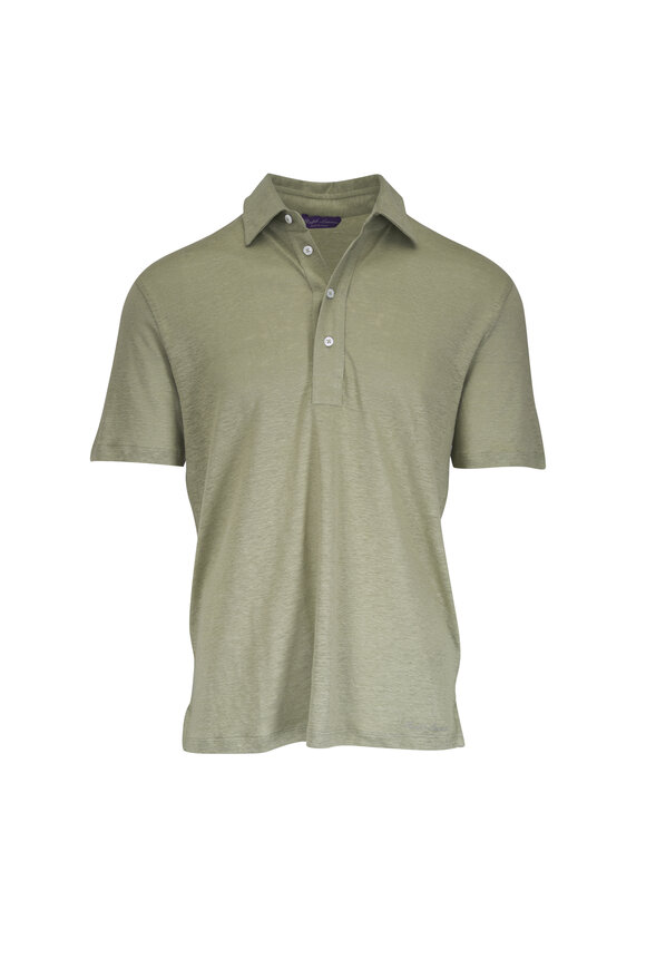 Ralph Lauren Purple Label Cactus Green Linen Polo - view 1