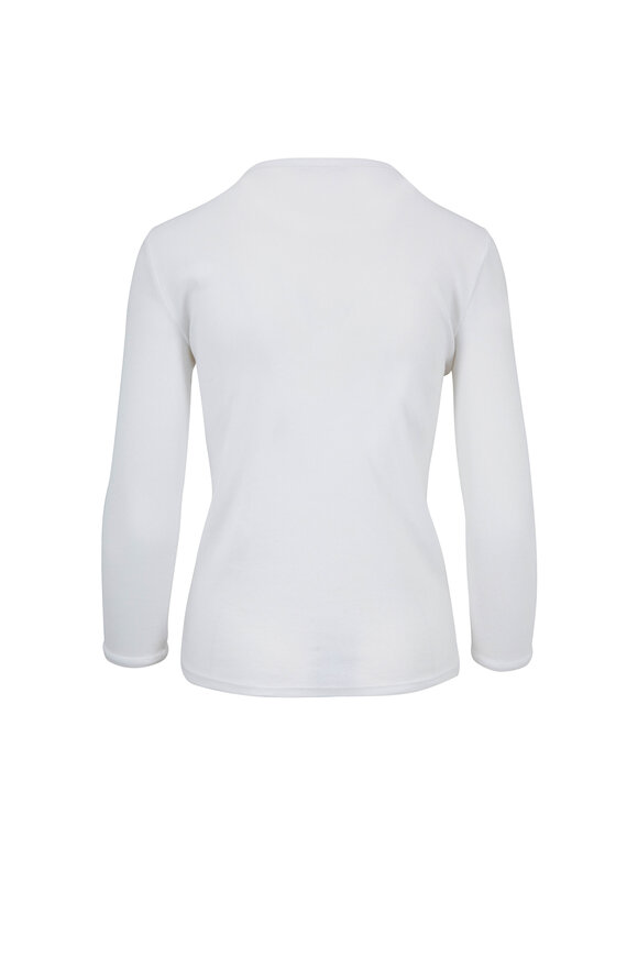 The Row - Miva White Ribbed Three-Quarter Sleeve Top 