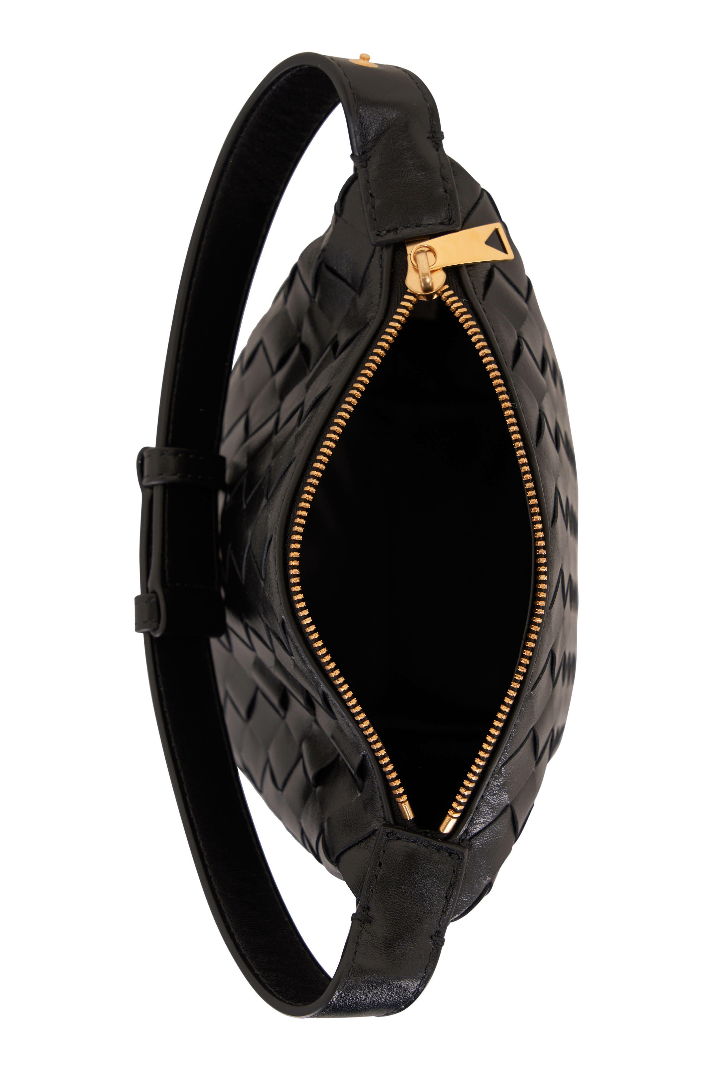 Bottega Veneta - Wallace Candy Black Woven Leather Shoulder Bag