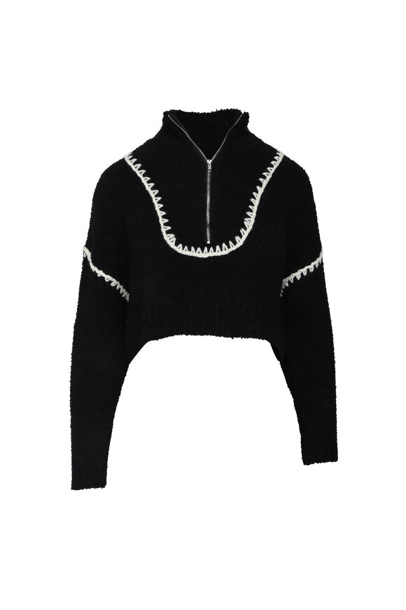 Staud Hampton Black Crop Sweater