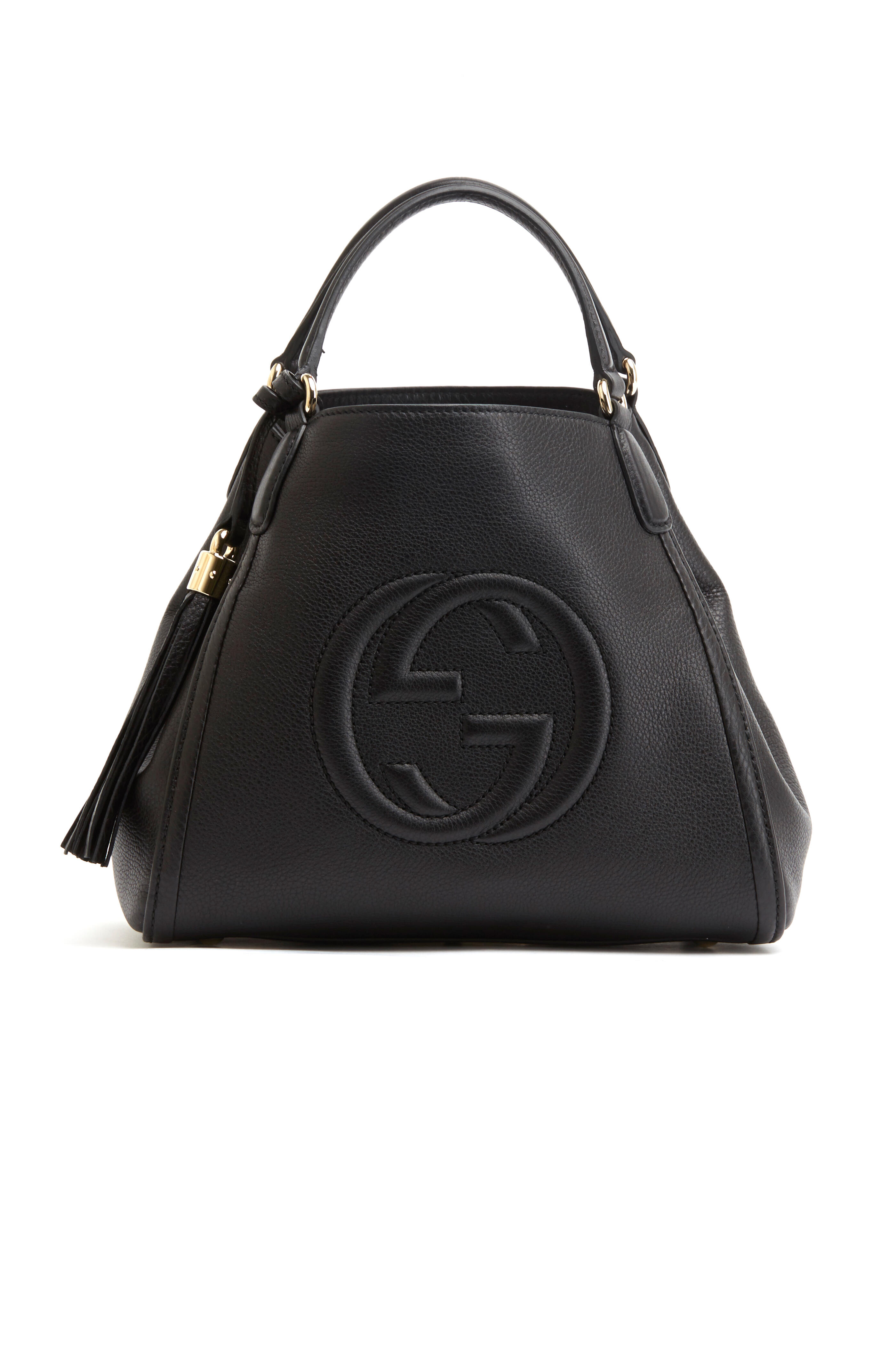 Gucci Soho Convertible Top Handle Bag Black Leather Small