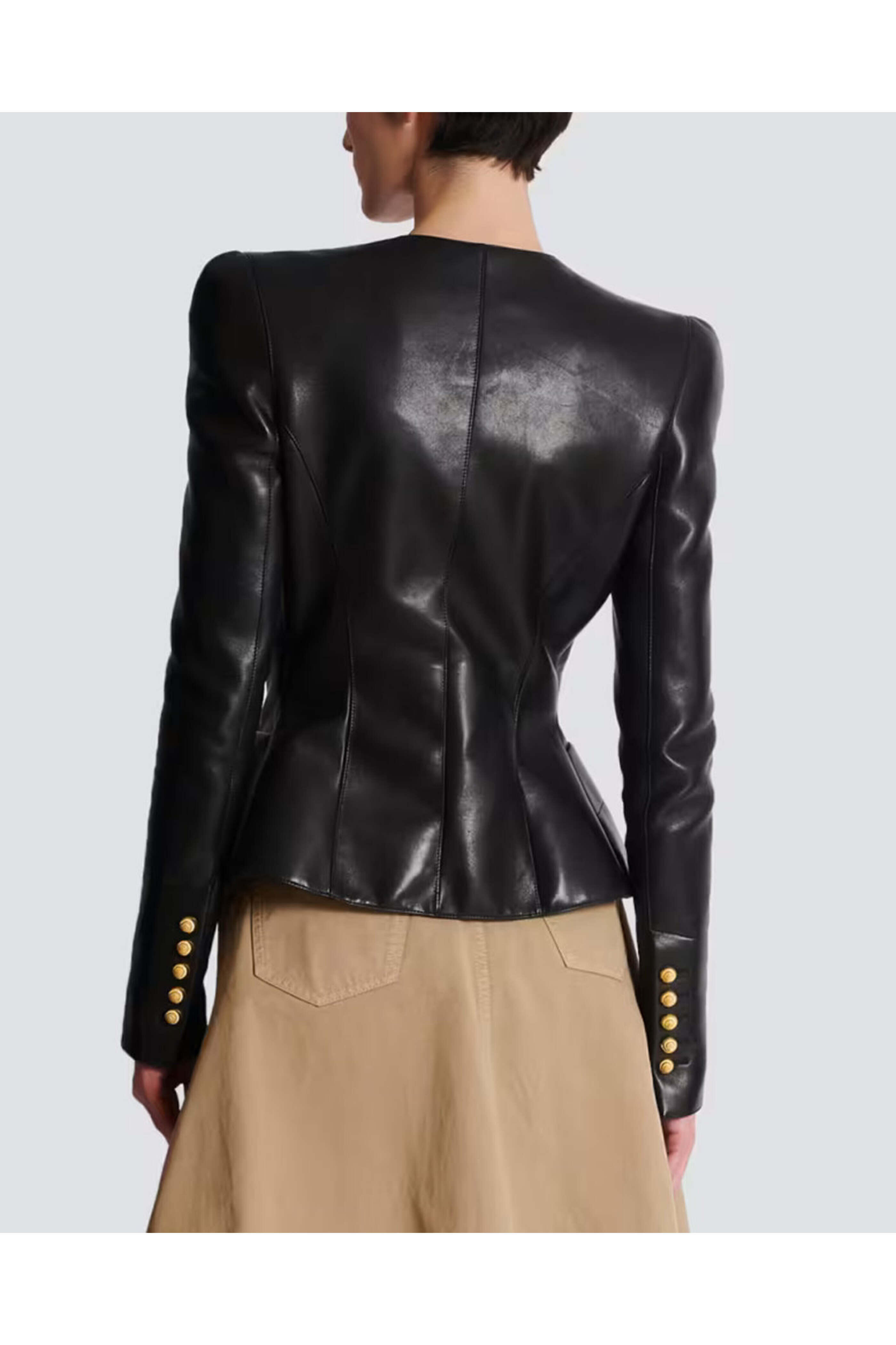 ジャケット BALMAIN Women Outer DF0SK457 PC64 EAW Black Balmain Leather jacket - Black - Women | DF0SK457PC64EAW