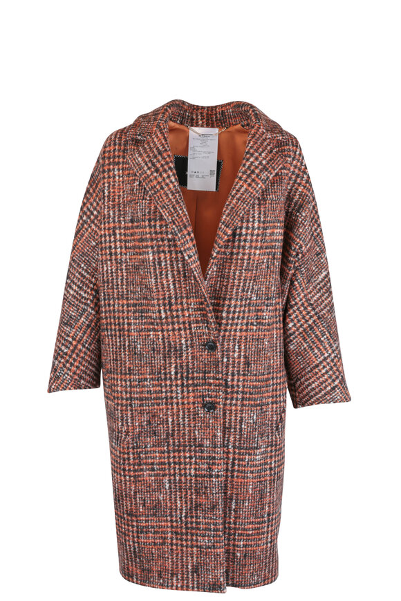 Kiton - Orange Wool & Alpaca Tweed Cocoon Coat 