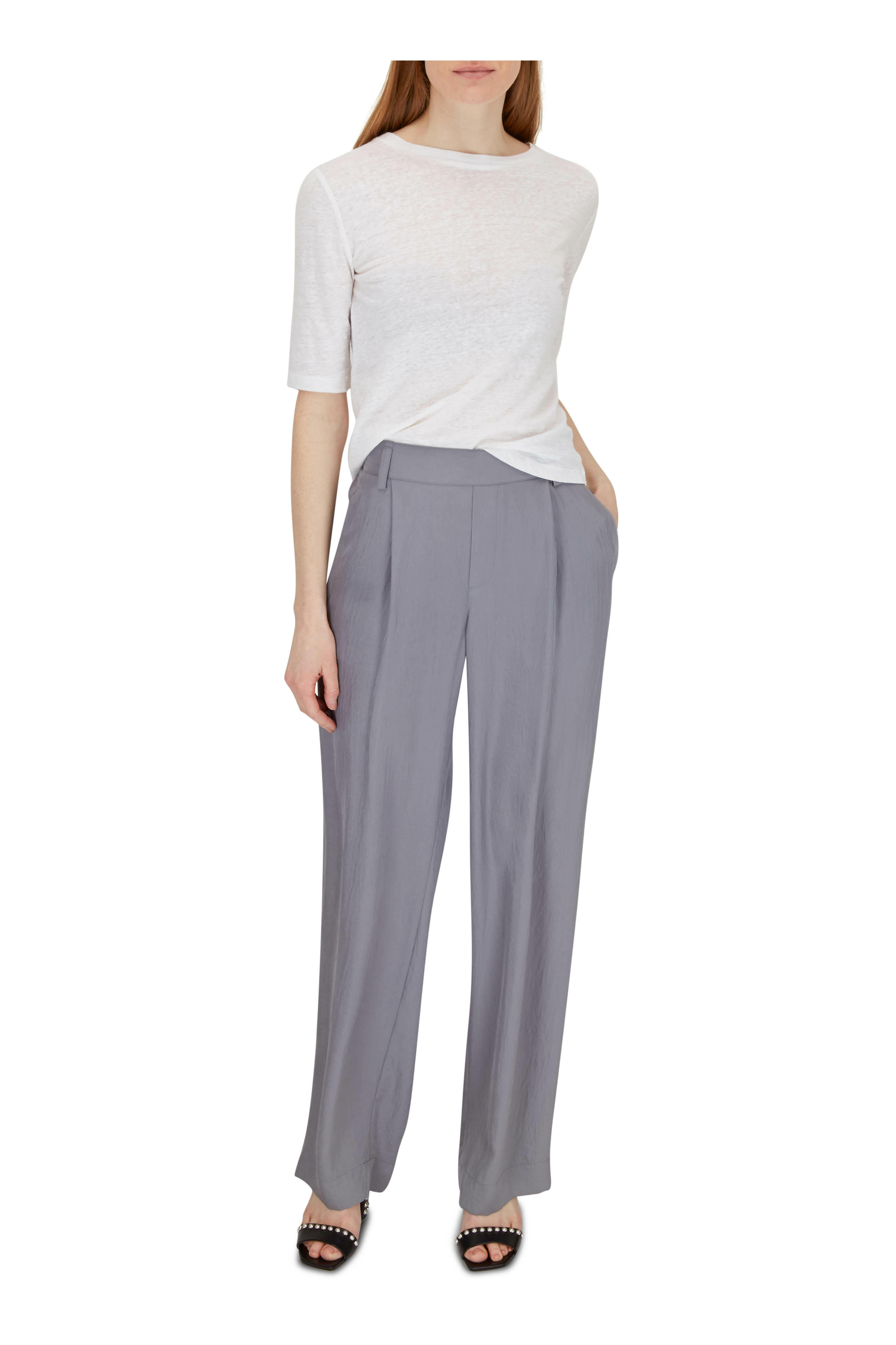 Vince - Steel Blue Wide Leg Pull-On Pant